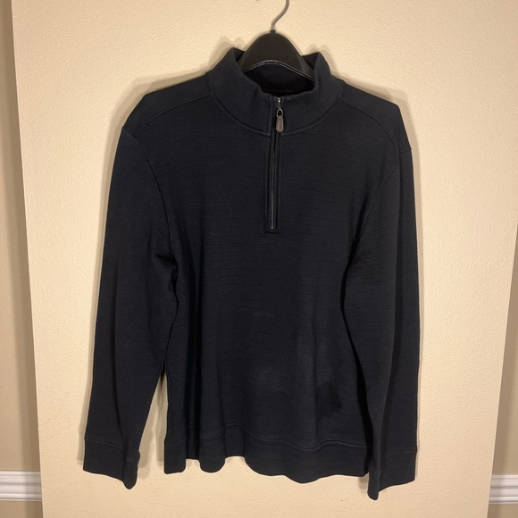 Tommy Bahama Men's Black Quarter Zip-Up Sweater - Picture 3 of 11